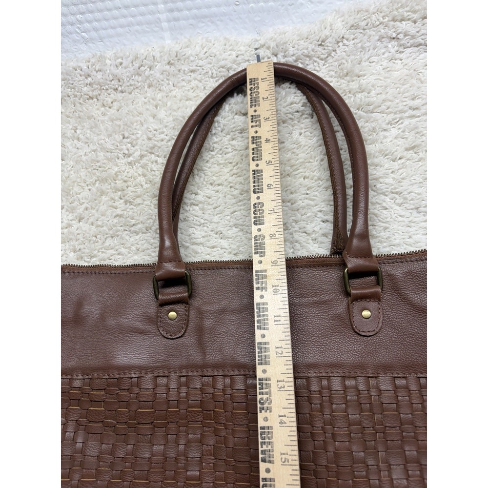 Montana Co Brown Woven Faux Leather Shoulder Bag Purse EUC - Picture 4 of 10